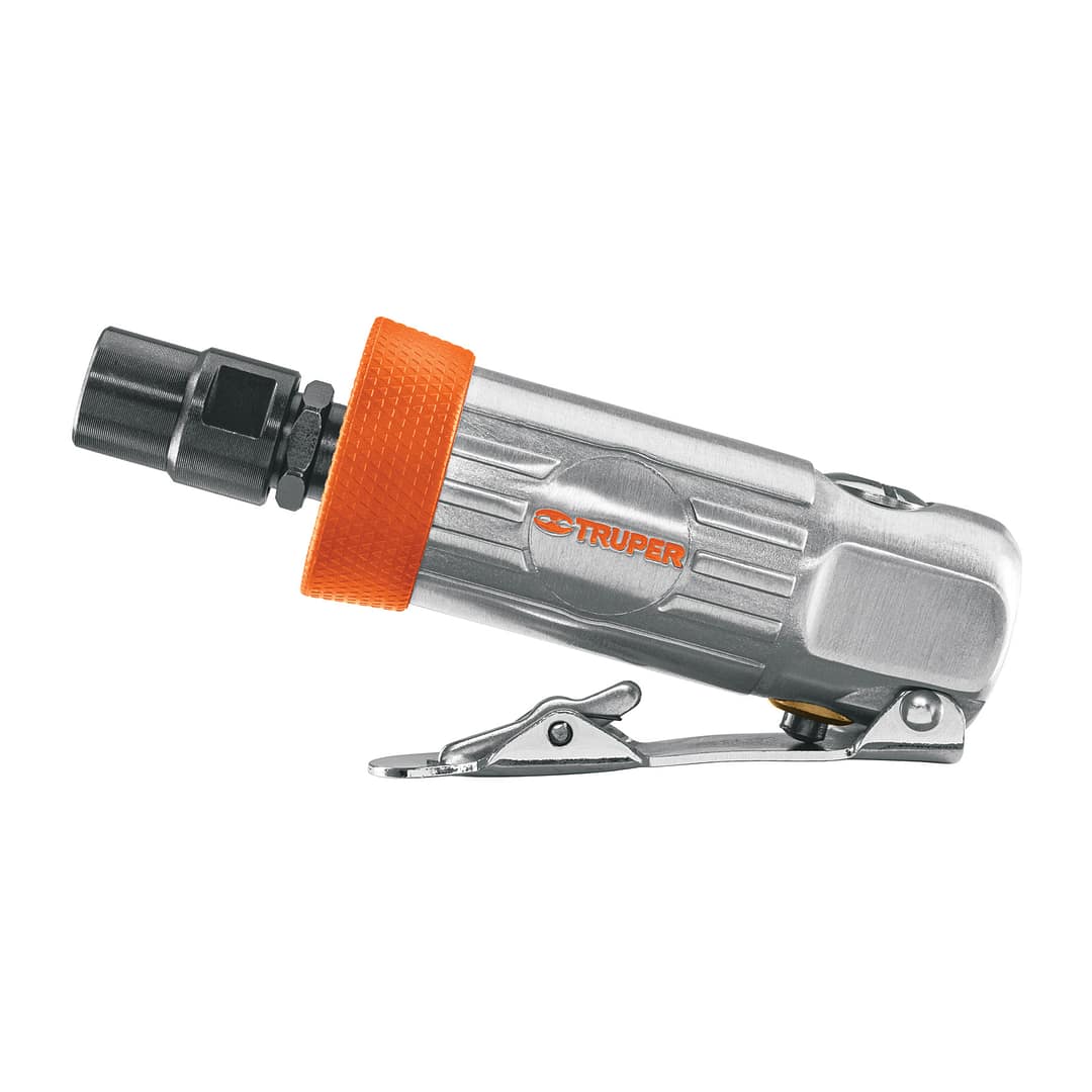 Rectificador Neumático Recto Truper TPN-876-2 de 1/4" con carcasa de aluminio pulido y conexión de aire de 1/4" NPT